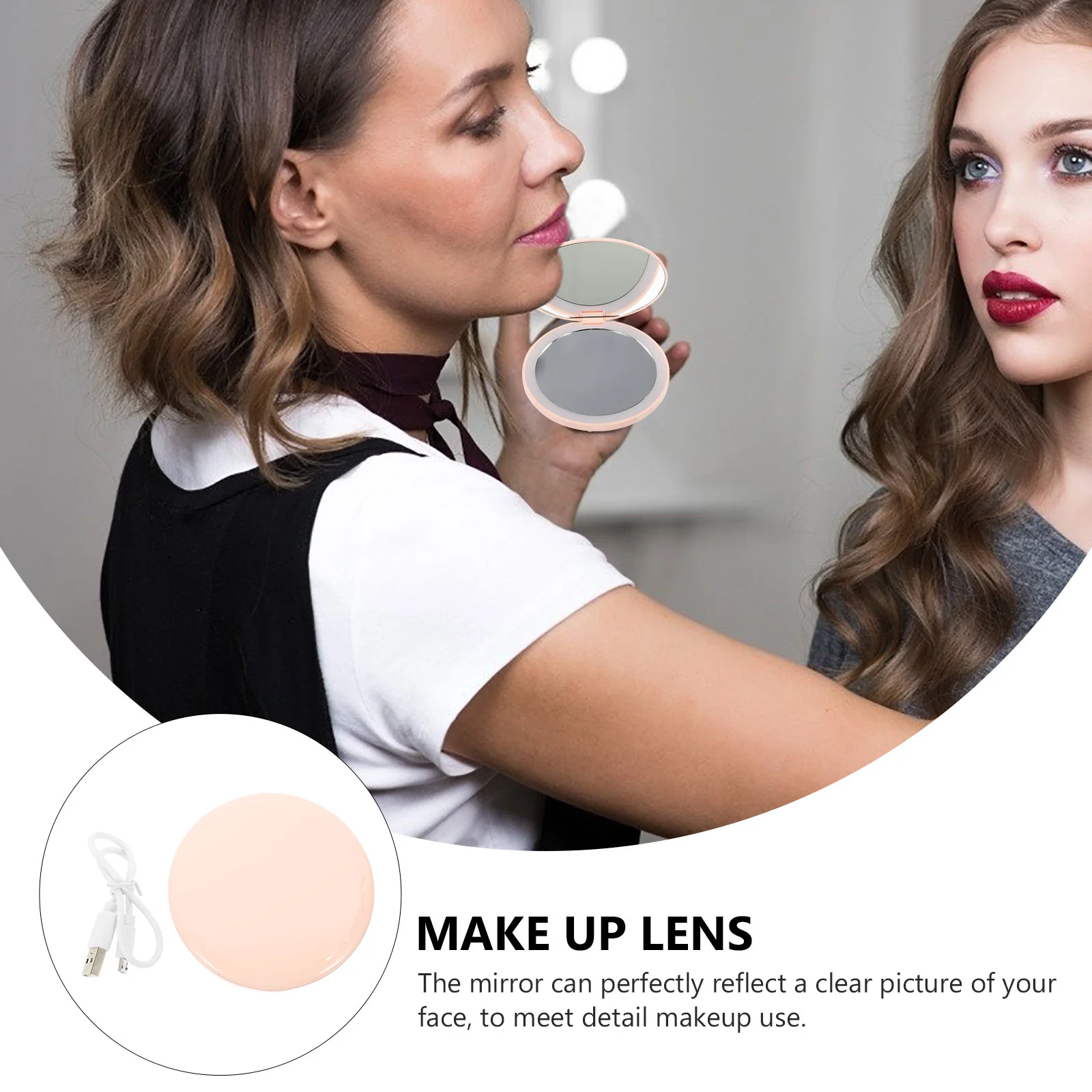 Компактное компактное зеркало для макияжа со светодиодной подсветкой