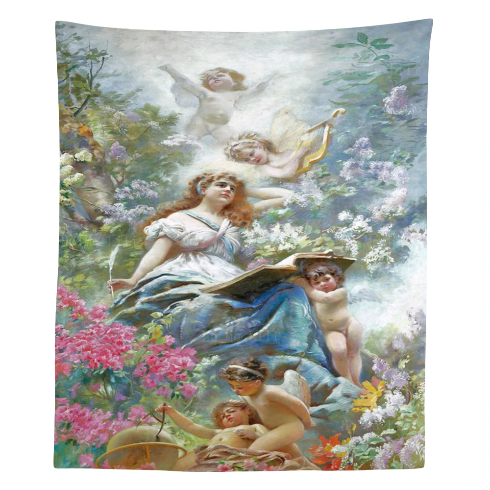 

Beautiful Woman Writing In Book Surrounded By Cherubs Flowers North Abducting Oreithyia Tapestry By Ho Me Lili Home Decor