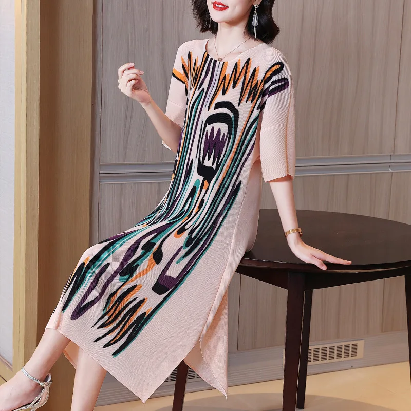 Fashion print pleated Dress Women's summer 2022 new dress