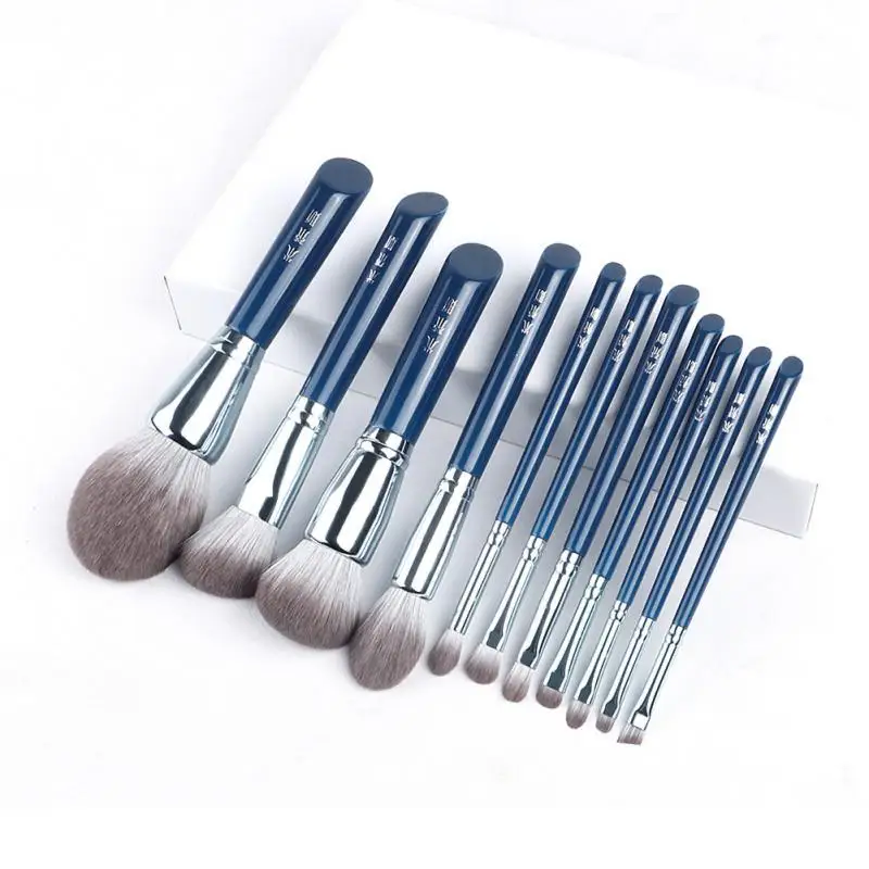 

11PCS Blue Makeup Brushes Set Professional Foundation Powder Blush Brushes Contour Eyeshadow Make Up Brushes Set Makeup Tools