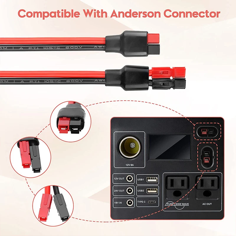 1 5 м/5 футов 14AWG солнечная панель к зарядному кабелю Anderson для Dokio ALLPOWERS Jackery Goal Zero и т.