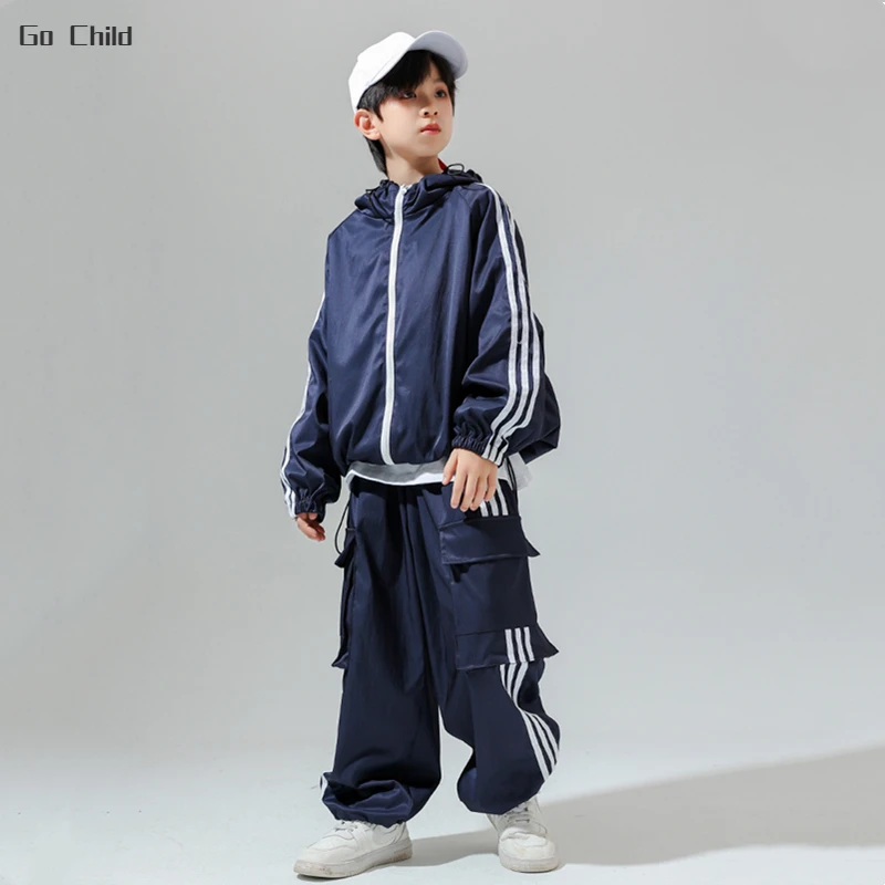 Куртка-бомбер с капюшоном для девочек и мальчиков спортивные брюки-карго Уличная
