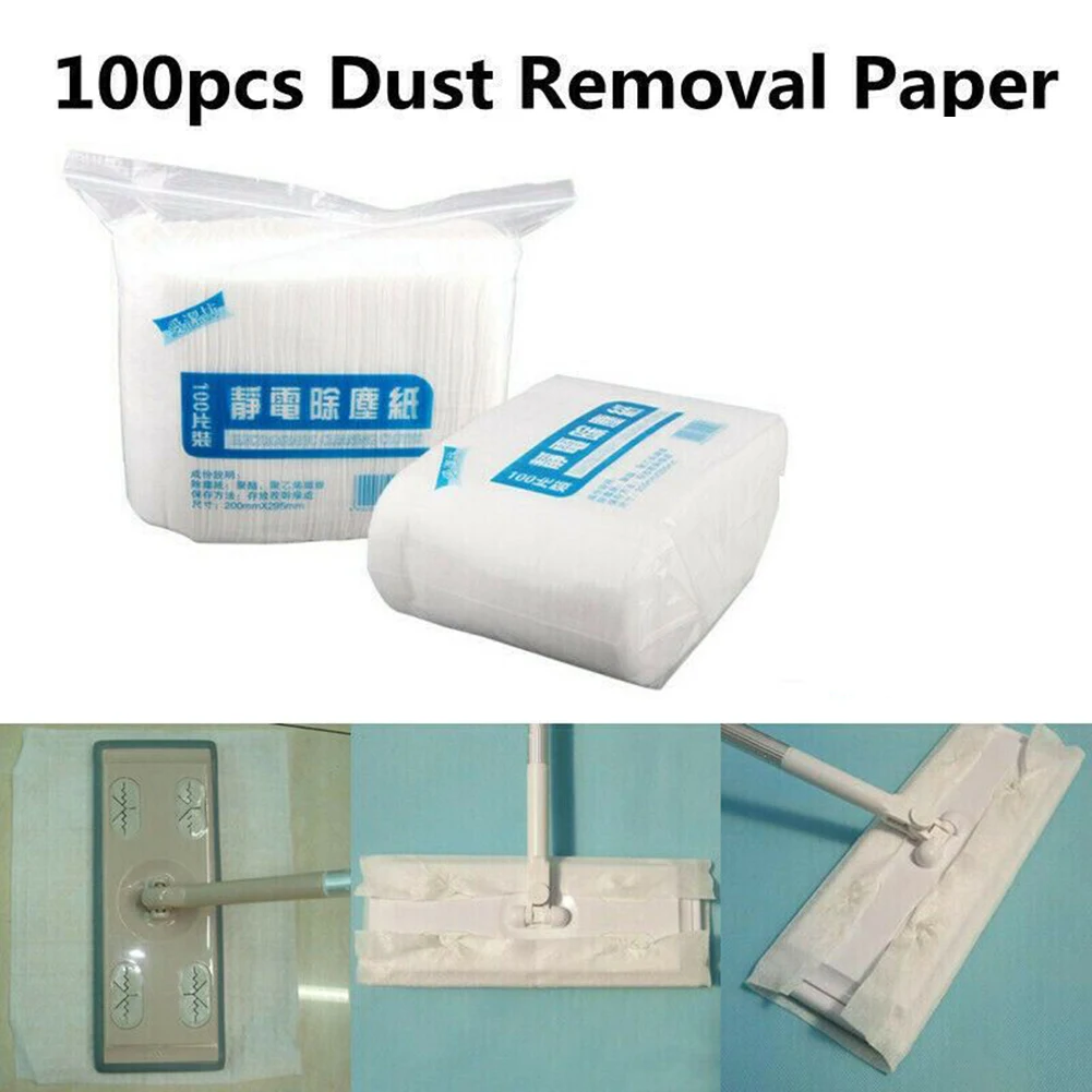 

100pcs 20*30cm Disposable Electrostatic Floor Cloths Dust Removal Mop Paper Floor Cleaning Wipes For Flat Swivel Mop