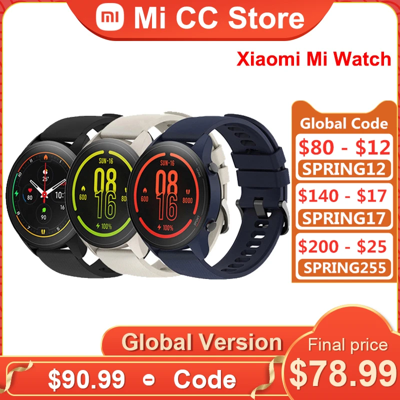 

Смарт-часы Xiaomi Mi, водонепроницаемые 5 АТМ, GPS, Bluetooth глобальная версия, пульсометр