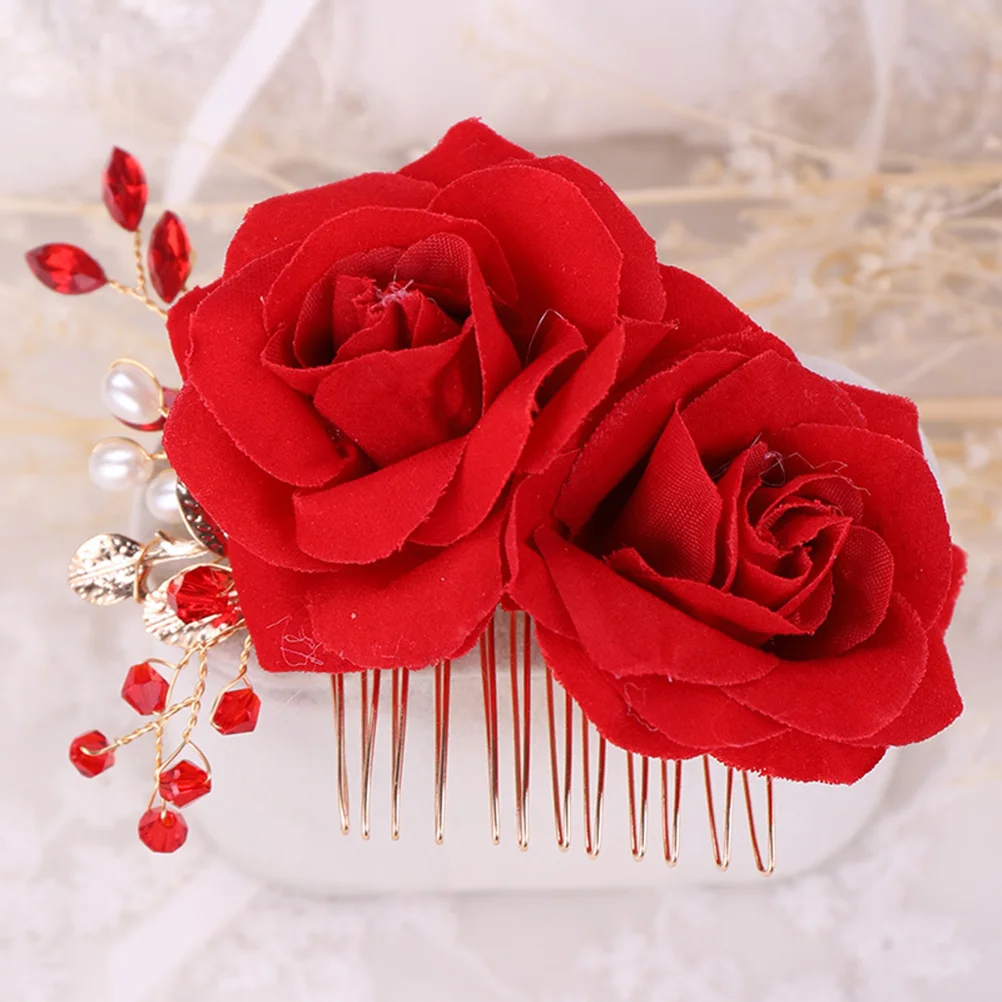 

Comb Hair Rose Side Hairpin Teeth Bridal Bride Rhinestone Classic Clips Wedding Pearl Headdress Women Pin Insert Headpiece Clip