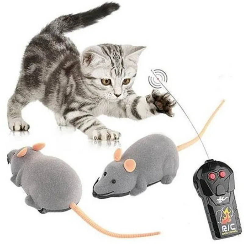 New Funny Cute RC Animals Wireless Remote Control RC Electronic Flocking plastic Rat Mouse Mice Toy For Cat Puppy Kids Toy Gifts