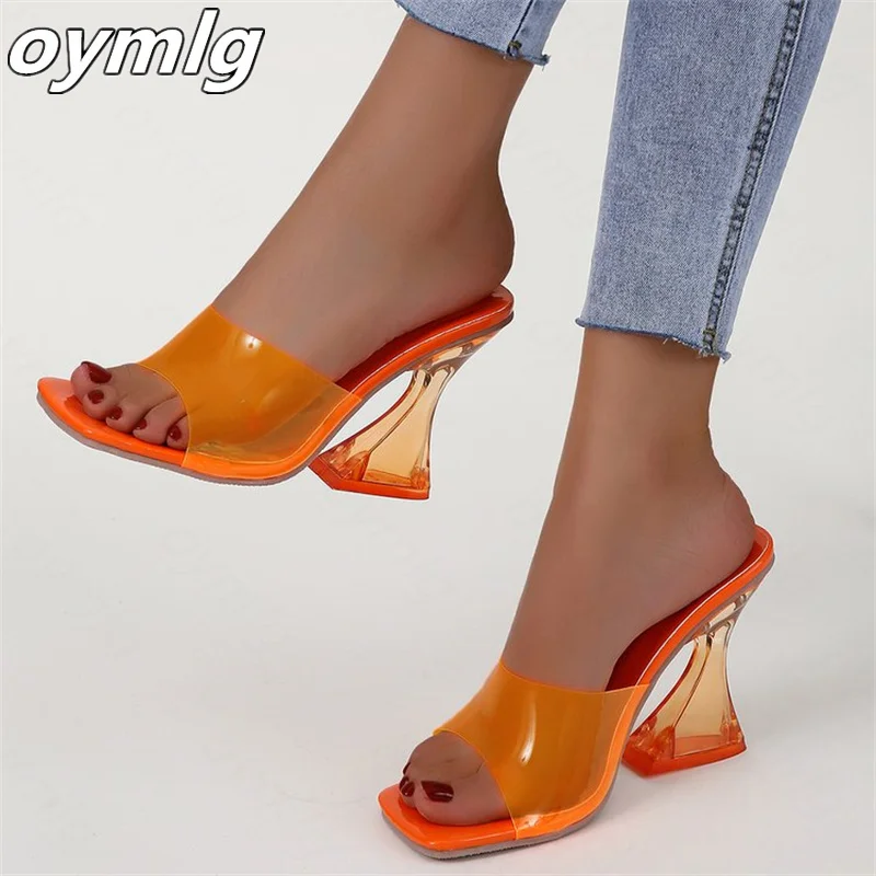 

2022 new sexy square-toe open-toe crystal wine glass with temperament to wear high-heeled slippers square toe heels sandals
