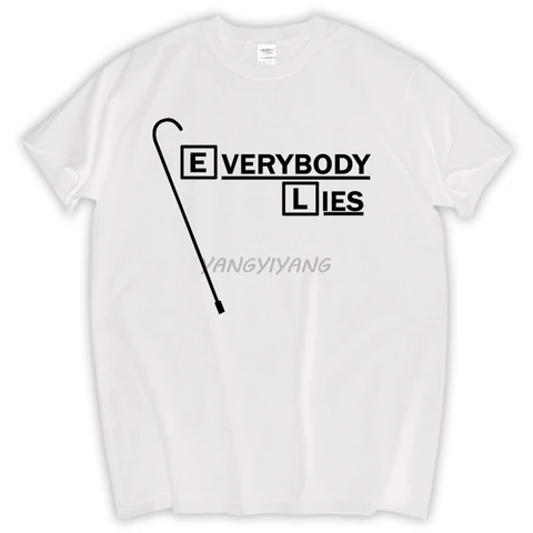 Мужская хлопковая футболка Dr House, белая футболка с надписью «Все лжи», брендовые Модные топы,