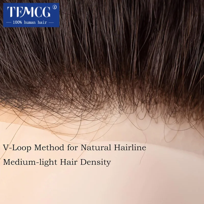 Парик для мужчин с двумя узлами 0 08 мм 100% натуральные волосы