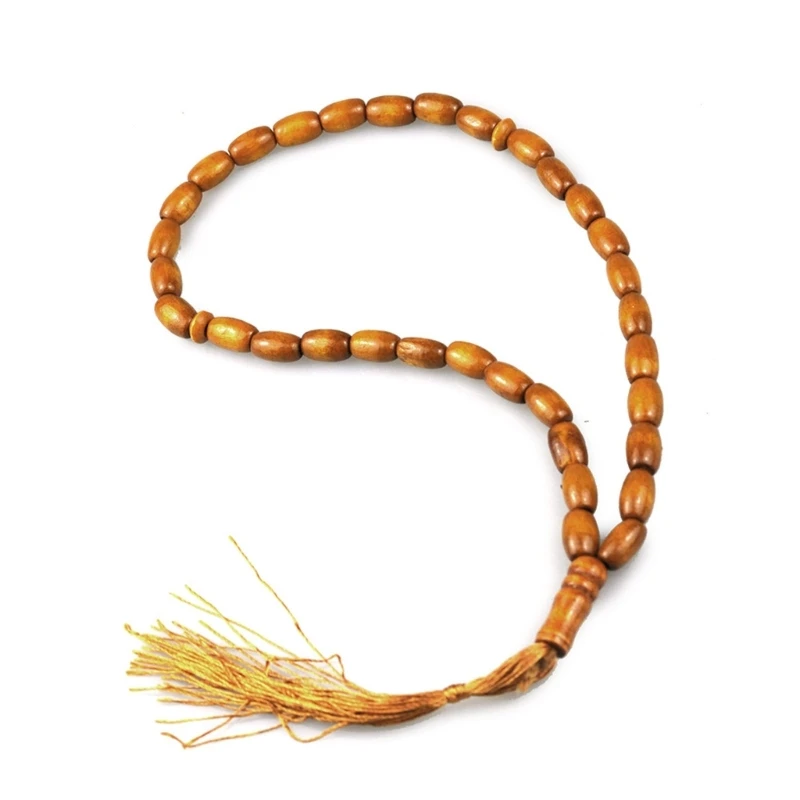 F42F Бусины Spiritual Tasbeeh 33 шт. диаметр 8 мм изготовлены из индонезийского сандалового