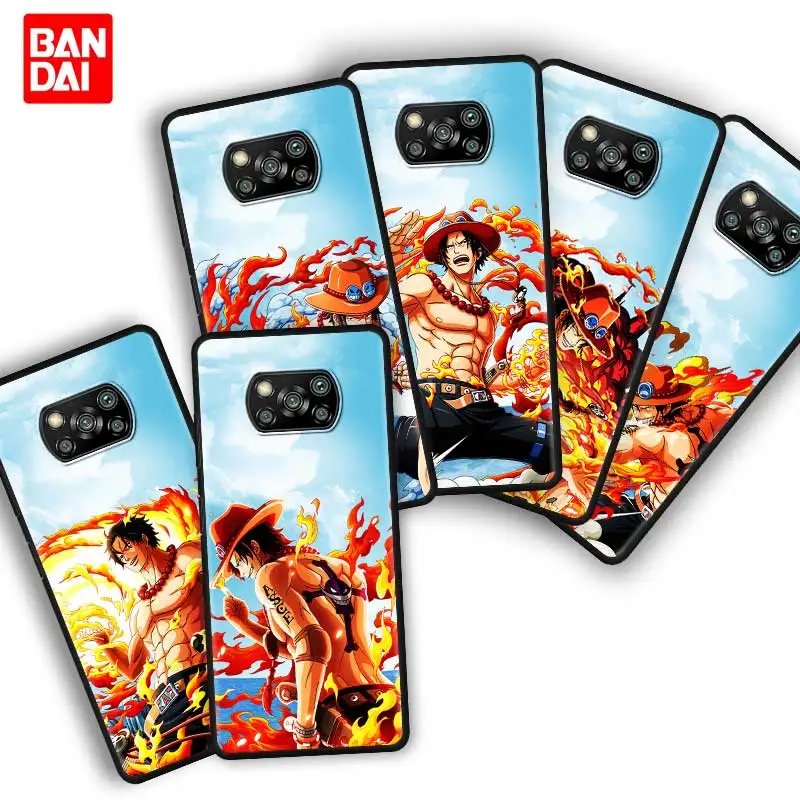 

One Piece Ace Fire Anime Case for Xiaomi Poco X3 NFC F3 M3 11t 11 Lite Ultra Redmi Note 10s 10t Pro 5G Black Cover Silicone Soft