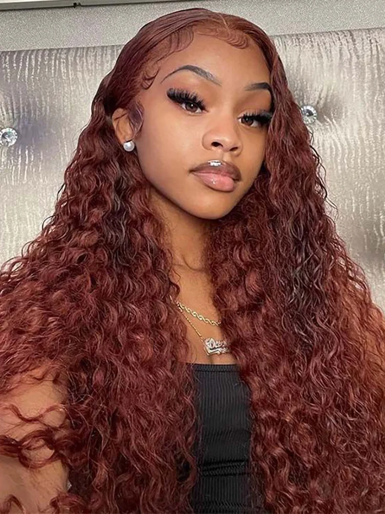 

Deep Wave Lace Front Wig Colored Lace Front Hair Wigs For Black Women 30 34 Inch Reddish Brown Loose Deep Wave Frontal Wig