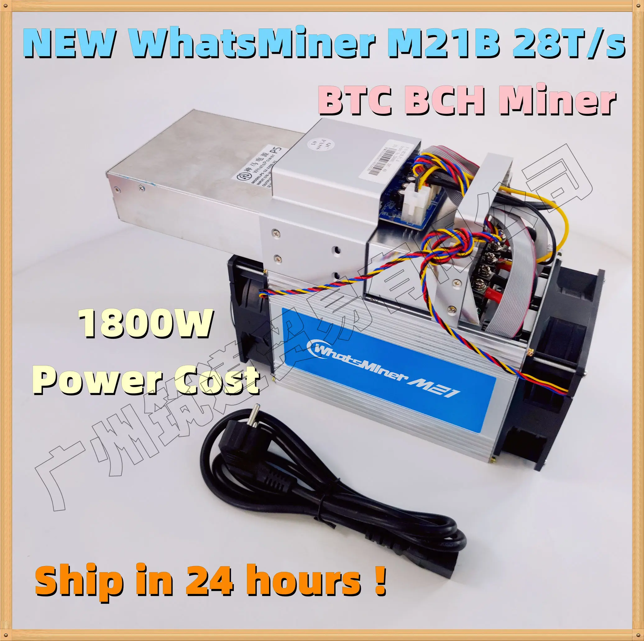 New Asic Bitcoin Miner WhatsMiner M21B 28T/S 1800W with PSU Better Than Antminer S9 T9+ Ebit E9 For BTC BCH Miner