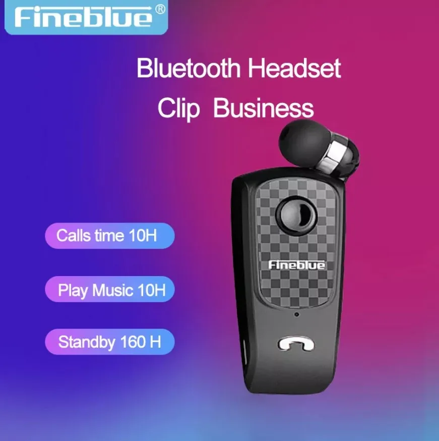 

Fineblue Bluetooth Wireless Clip-on fine blue Headphone Handsfree Retractable Earphone ears in lotus talks with removable wire