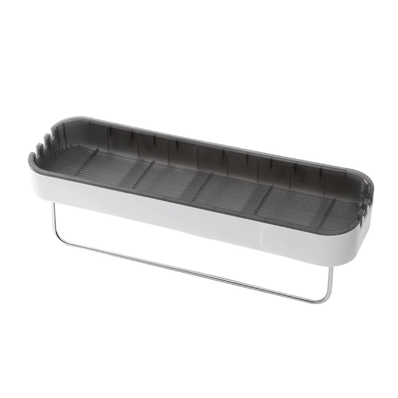 

Wall Mount Shower Caddy Basket Adhesive Waterproof Bathroom Shelf with Towel Bar