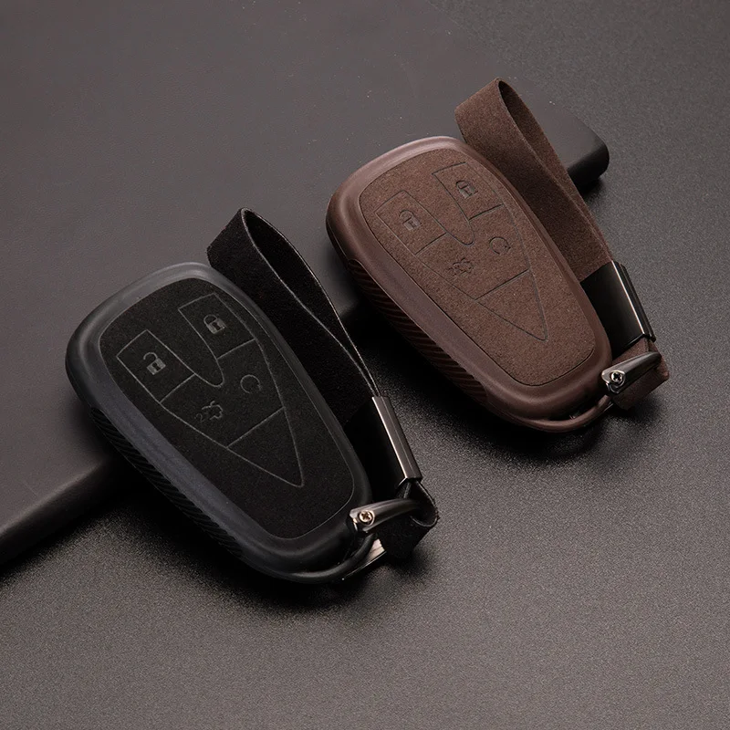 

4/5 Button Leather Car Key Case Cover Keychain Holder for Changan UNIT Auchan X7 Eado CS35 Plus CS55 Plus CS75 Plus 2019 2020