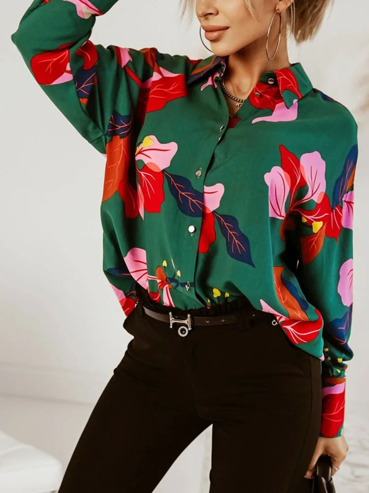 

Autumn Elegant Women's Shirts Loose Spring Long Sleeves Floral Print Boho Vintage Streetwear Blouses Women 2022 Female Clothing