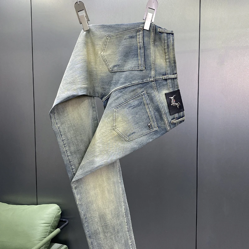 2024 летние тонкие технические синие джинсы Мужские Простые высококачественные