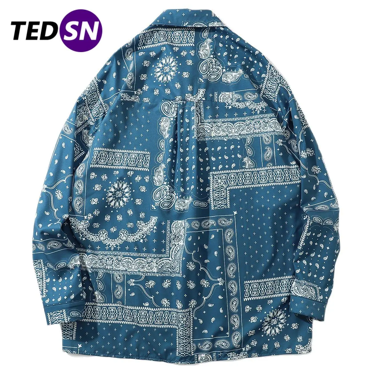 

Hip Hop Pattern Printed Casual Shirts Harajuku Streetwear Oversized Shirt Autumn Outwear Fashion Loose Cotton Long Sleeve Black
