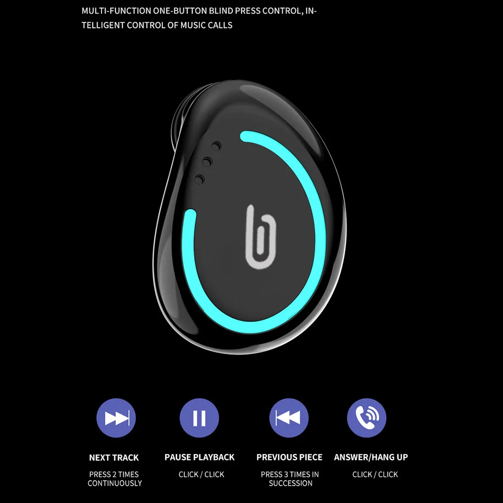 

Invisible TWS Wireless Earphone Bluetooth Noise Cancelling Earbud Handsfree Stereo Headphone True Wireless Headset With Mic