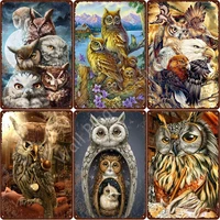 vintage owl tin sign animal metal sign wall decor for office home decoration signs 12 x 8 inch