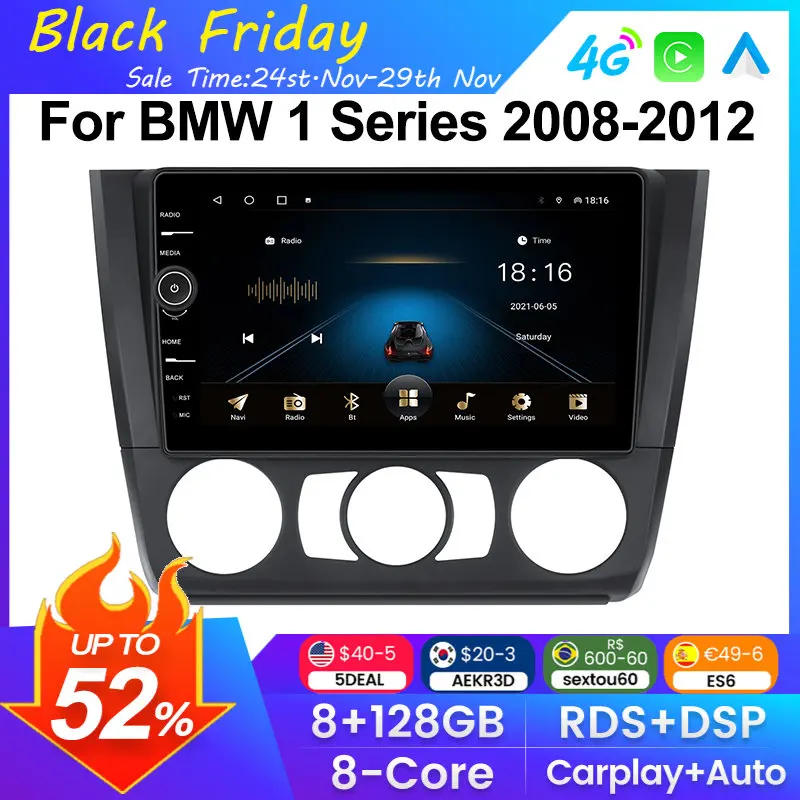 

Android11 QLED Screen Car Radio Stereo For BMW 1 Series 120i E81 E82 E87 E88 Multimedia GPS Navigation CARPLAY+AUTO 4G DSP RDS
