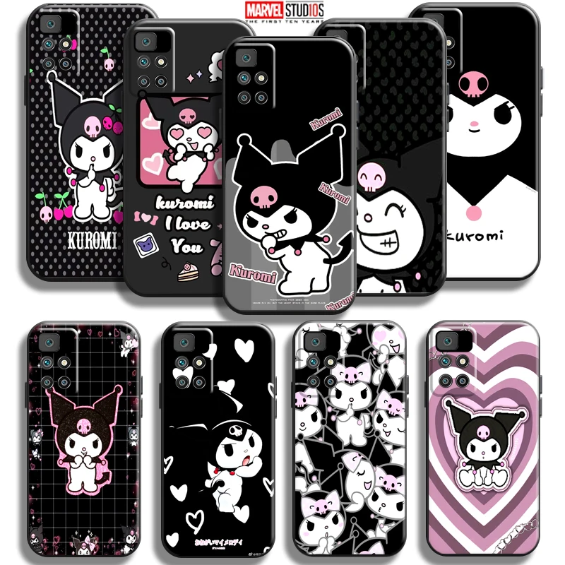 

Cute Cartoon Sanrio Kuromi Phone Case For Xiaomi Redmi 10 6.5 Inch Silicone Cover Black Soft Carcasa