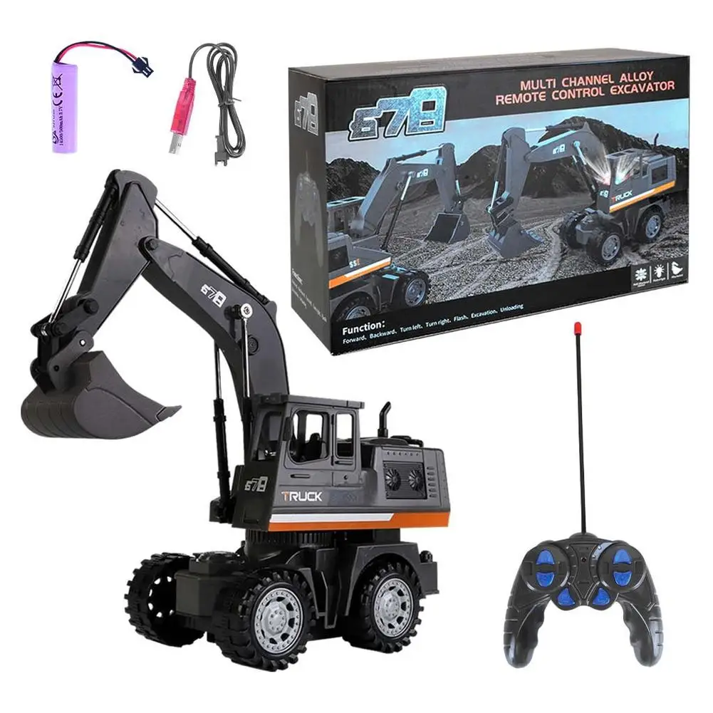 

1:20 Simulation Excavator Rc Car 5-channel Electric Alloy Engineering Vehicle With Light Sound Effect For Kids Gifts