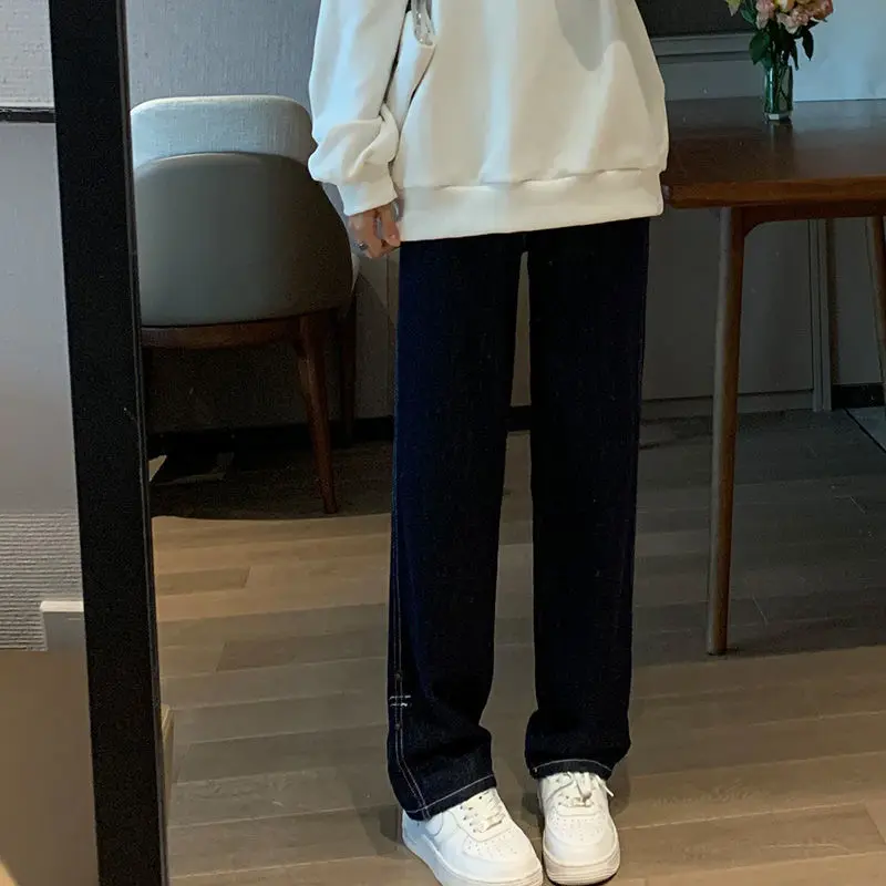 Women Denim Dark Blue Plus Size High 