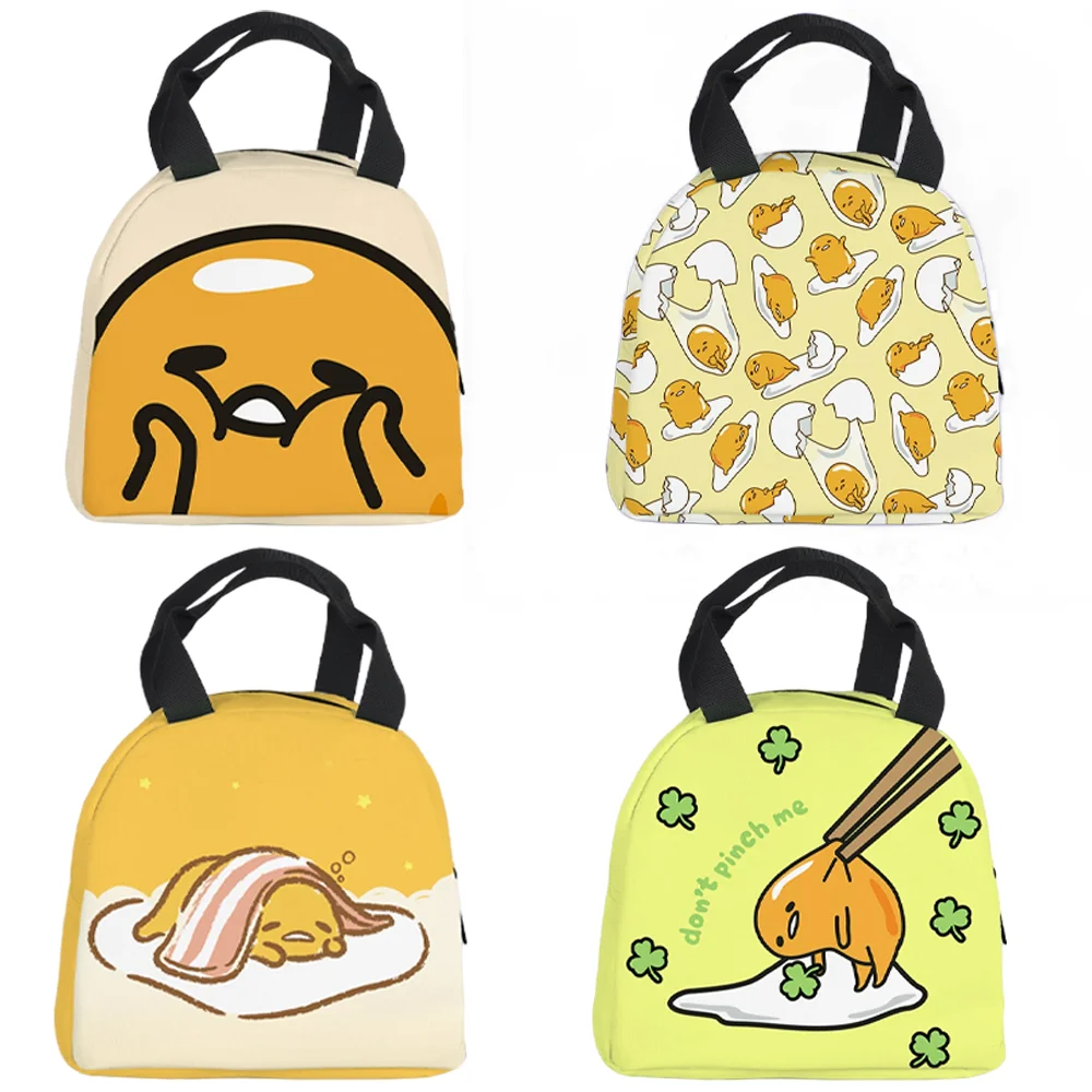 

Sanrio Anime Gudetama Lunch Bag Kawaii Children Student Portable Bento Insulation Tote Bag Food Storage Bag Handbag Kids Gift