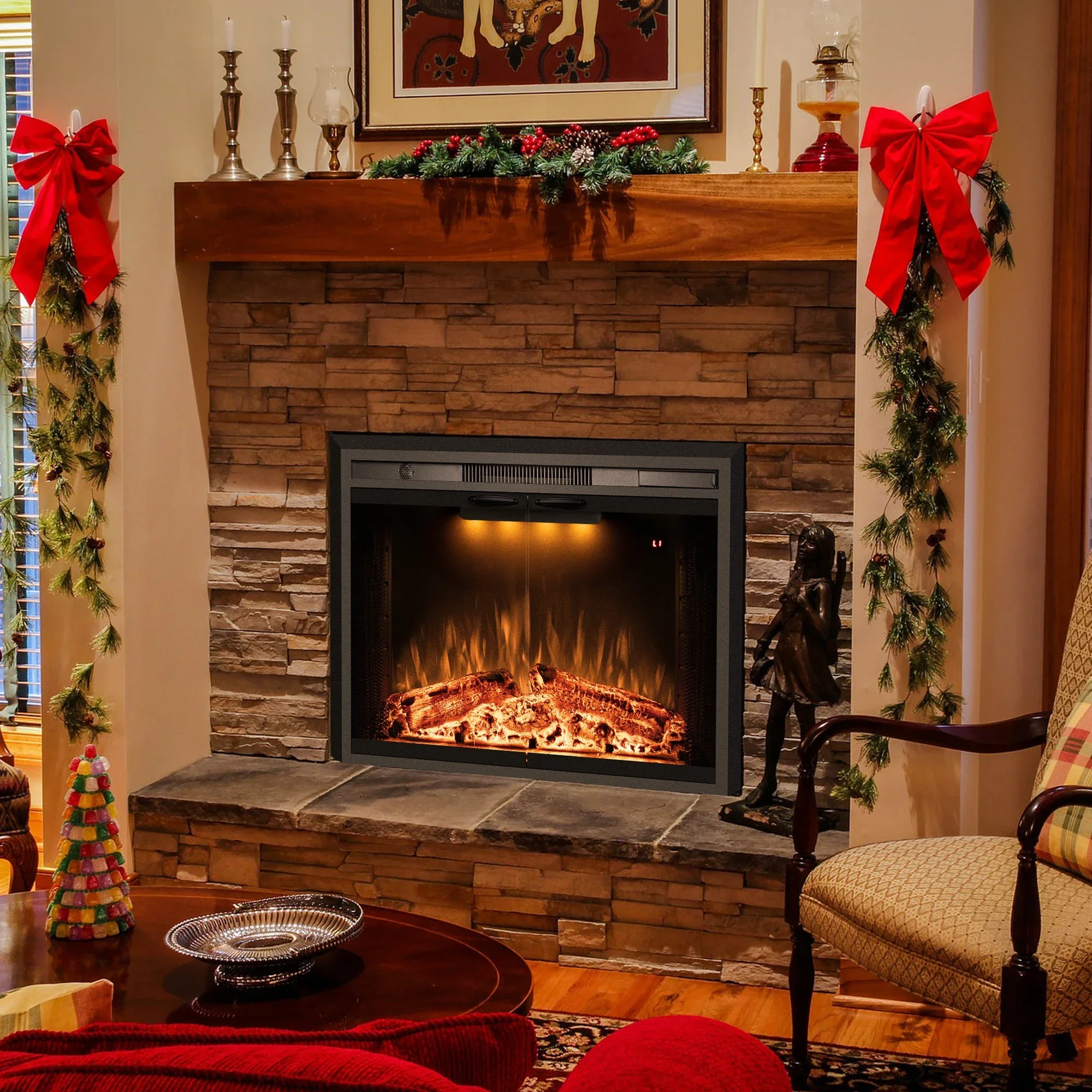 Luxstar 28-дюймовые встроенные оптовые электрические каминные вставки с подогревом