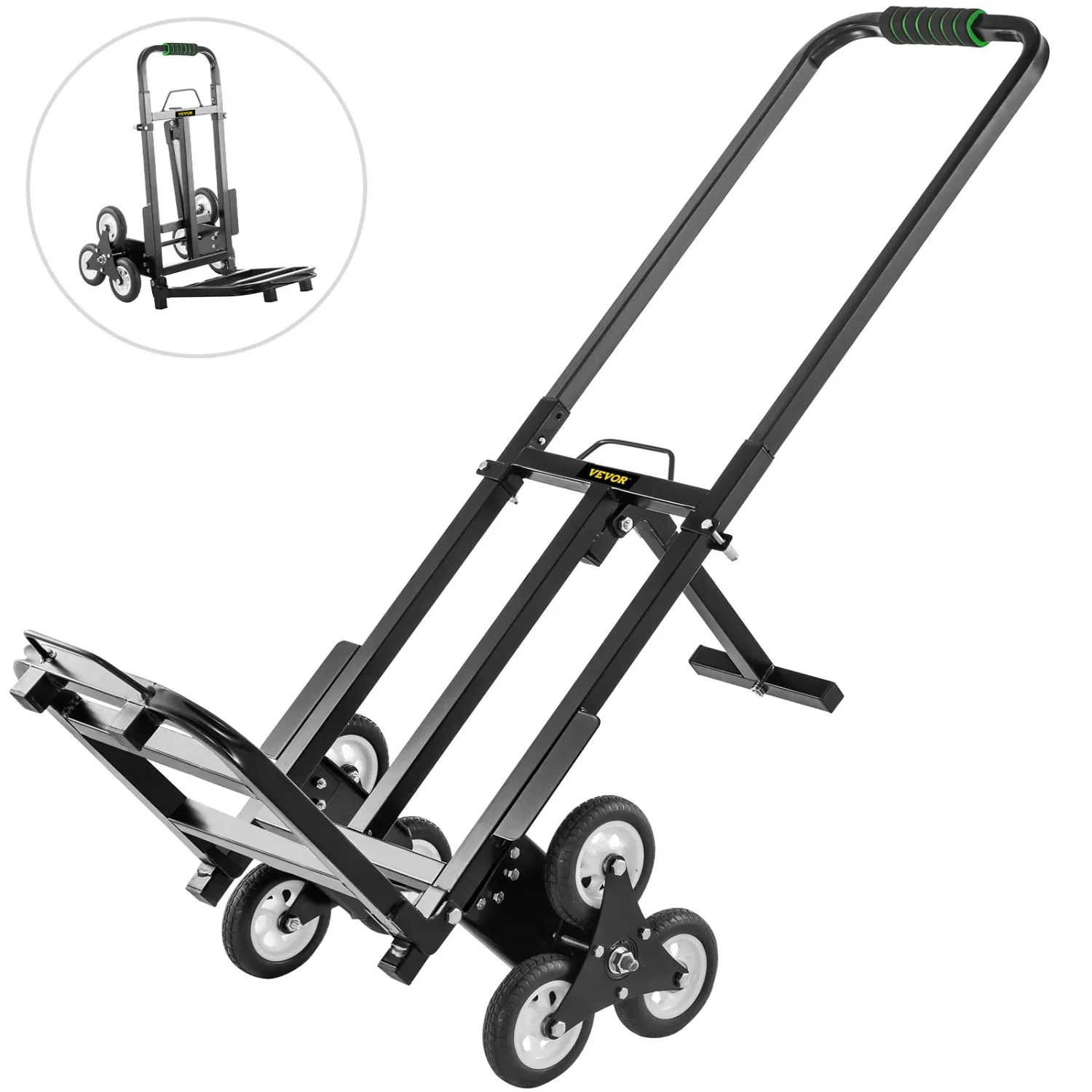 

Stair Climbing Cart 330 lbs, Portable Folding Trolley with 6 Wheels, Stair Climber Hand Truck with Adjustable Handle for Pulling