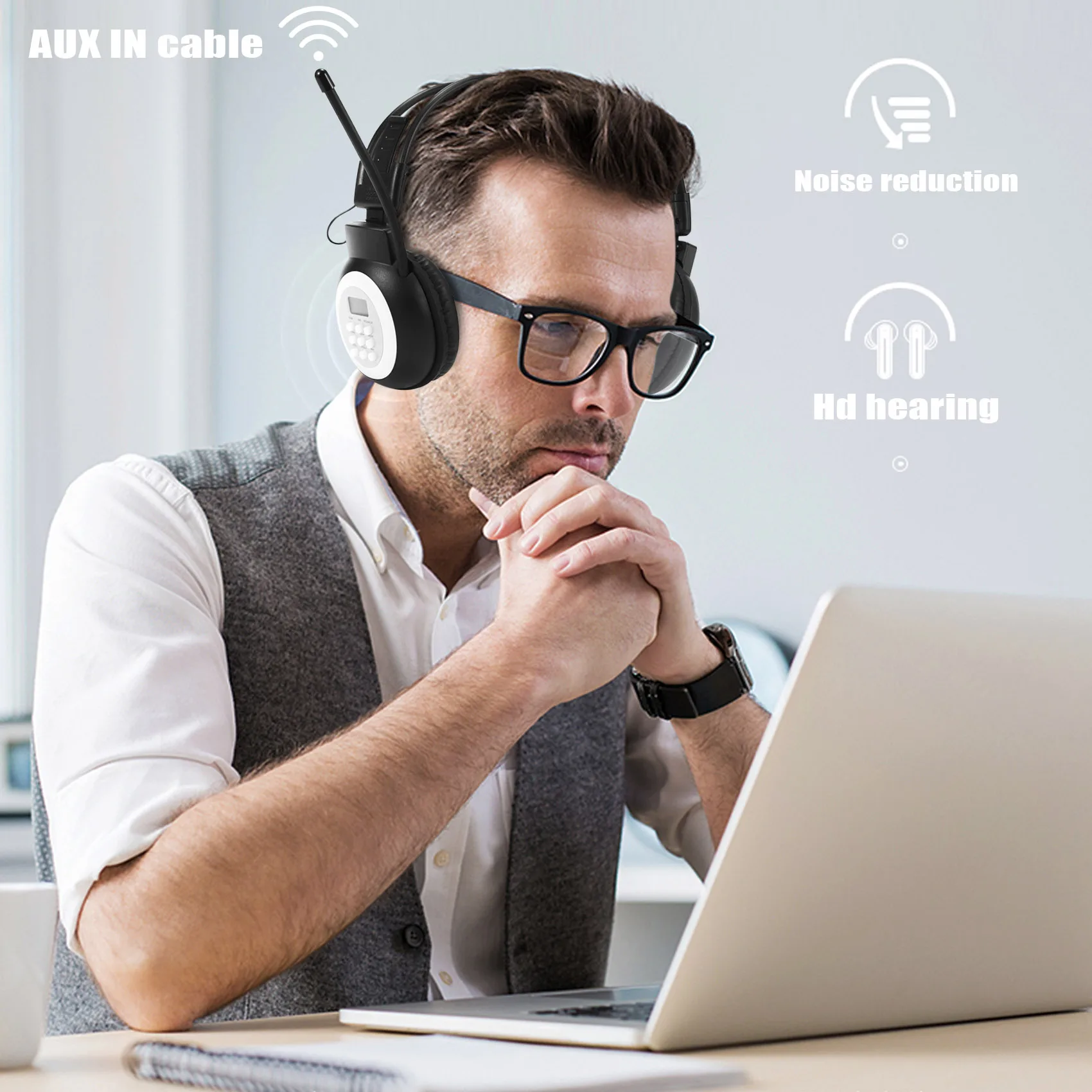 Портативные индивидуальные наушники с FM-радио беспроводная гарнитура со