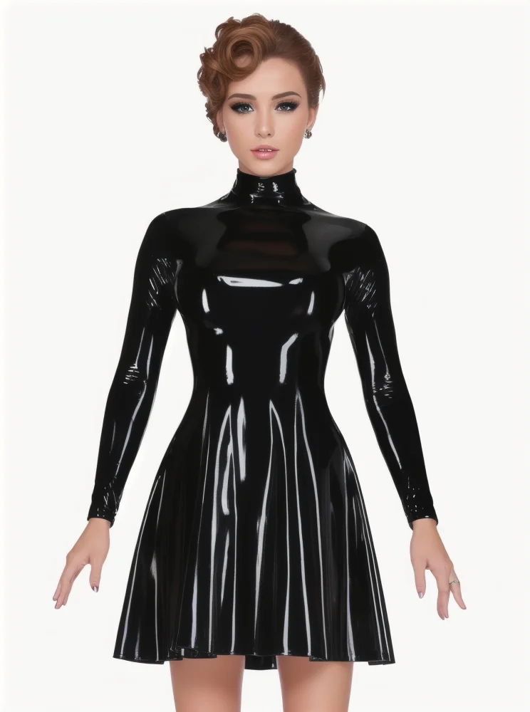 

latex dress women fetish skirts gummi rubber long sexy gloves gummy fetish wear wetlook latex princess dress sexy skirts women