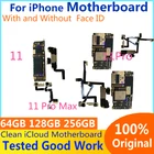 Оригинальная разблокированная пластина для iphone 11 pro max, материнская плата с распознаванием лица, полные чипы, материнская плата, чистая логическая плата iCloud для iPhone11