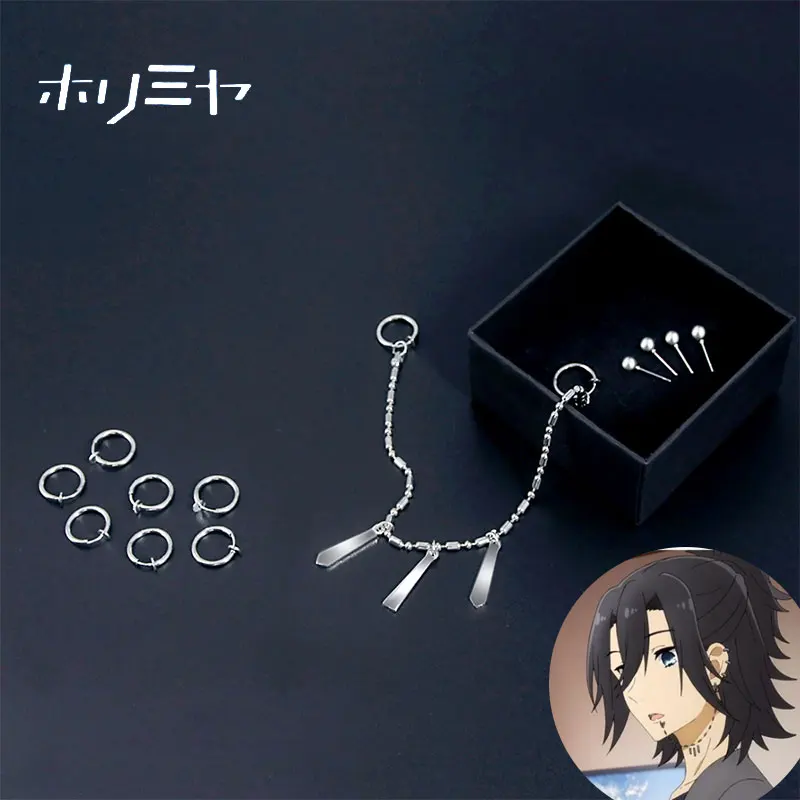 

Anime Horimiya Miyamura Izumi Cosplay Earrings Ear Clips Lip Stainless Steel Punk Rock Handcraft Eardrop Set Jewelry Accessories