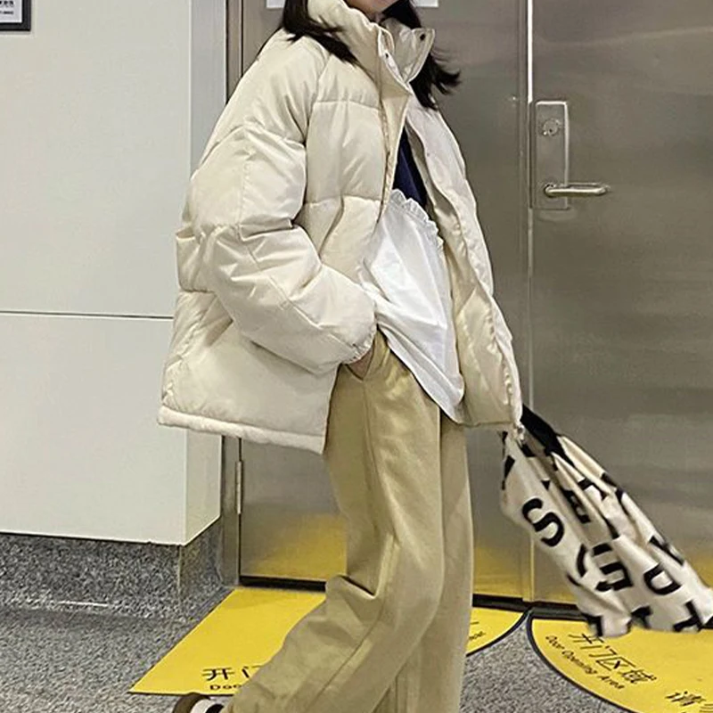 Fashion Solid Women's Cotton Clothes Loose Padded Warm Long Sleeve Parka Casual Versatile Women Winter Outerwear 2022 New