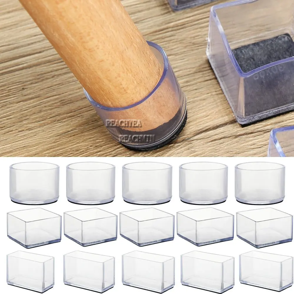 

4Pcs Rubber Square Rectangle Floor Protector Pads Chair Leg Caps Table Foot Dust Cover Socks Pipe Plugs Furniture Leveling Feet