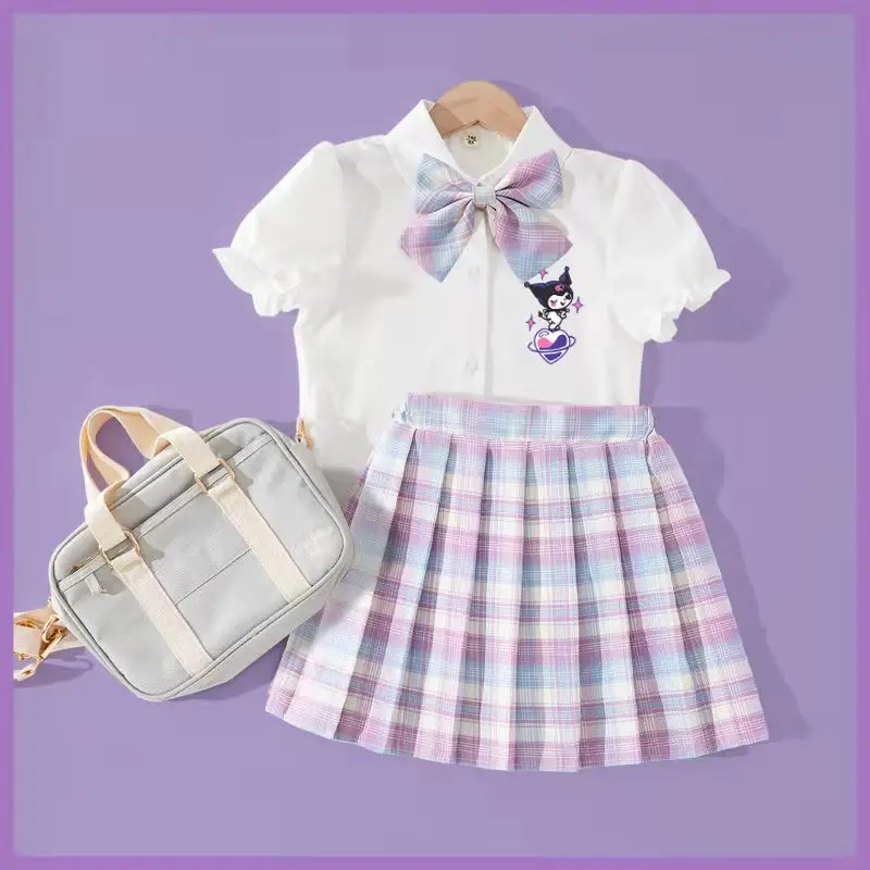 

Anime Sanrios Kuromi Cinnamoroll My Melody Cartoon Pleated Skirt Suit Kawaii Ins Girls Summer Elementary School Dress Jk Uniform