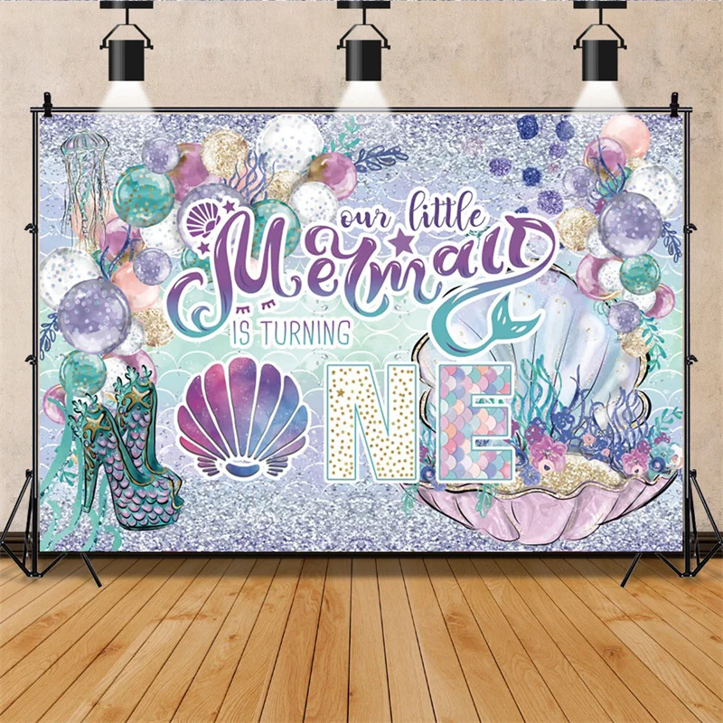 

Декор для вечерние хвост русалки замок детские товары для дня рождения пользовательские фоновые декорации Декорации для детского праздник...