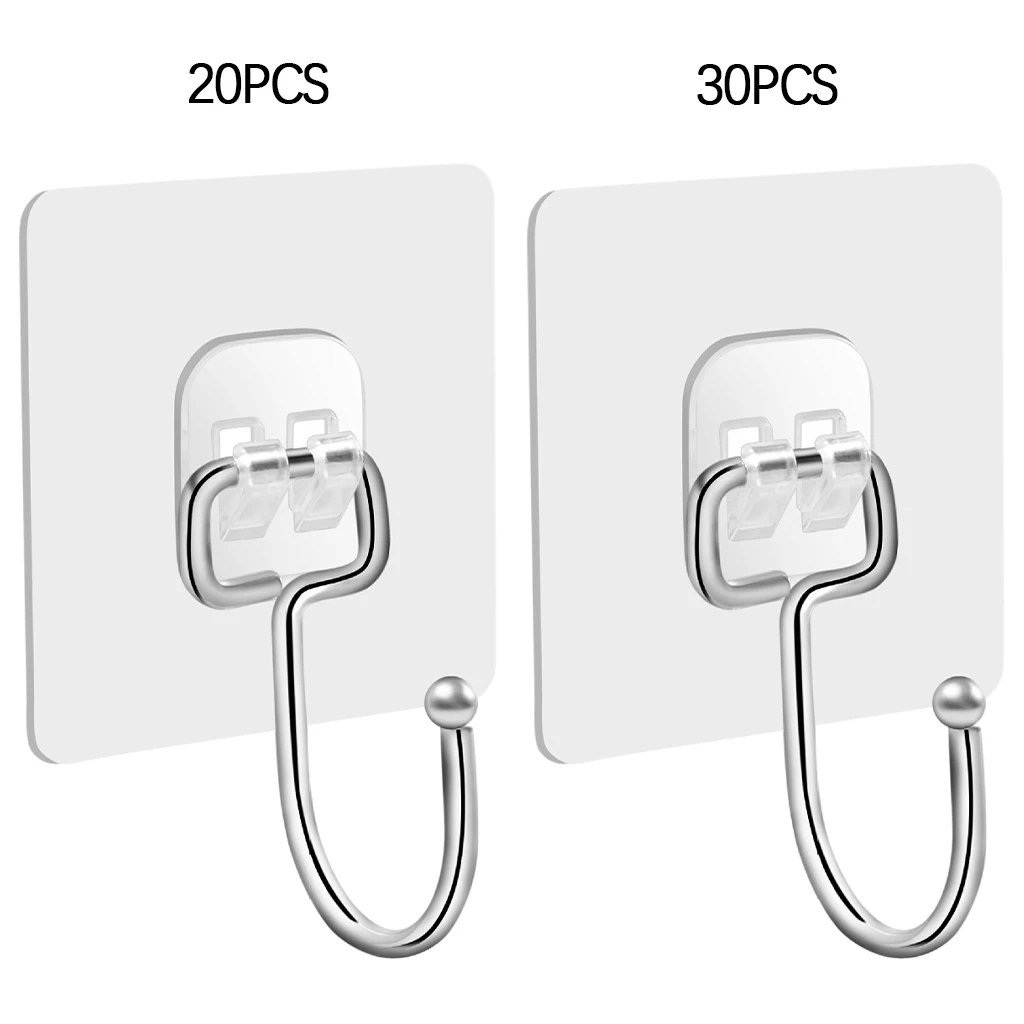 

Transparent PVC Strong Adhesive Hangers No Residues Kitchen Reusable Sticky Suction Hooks Organization