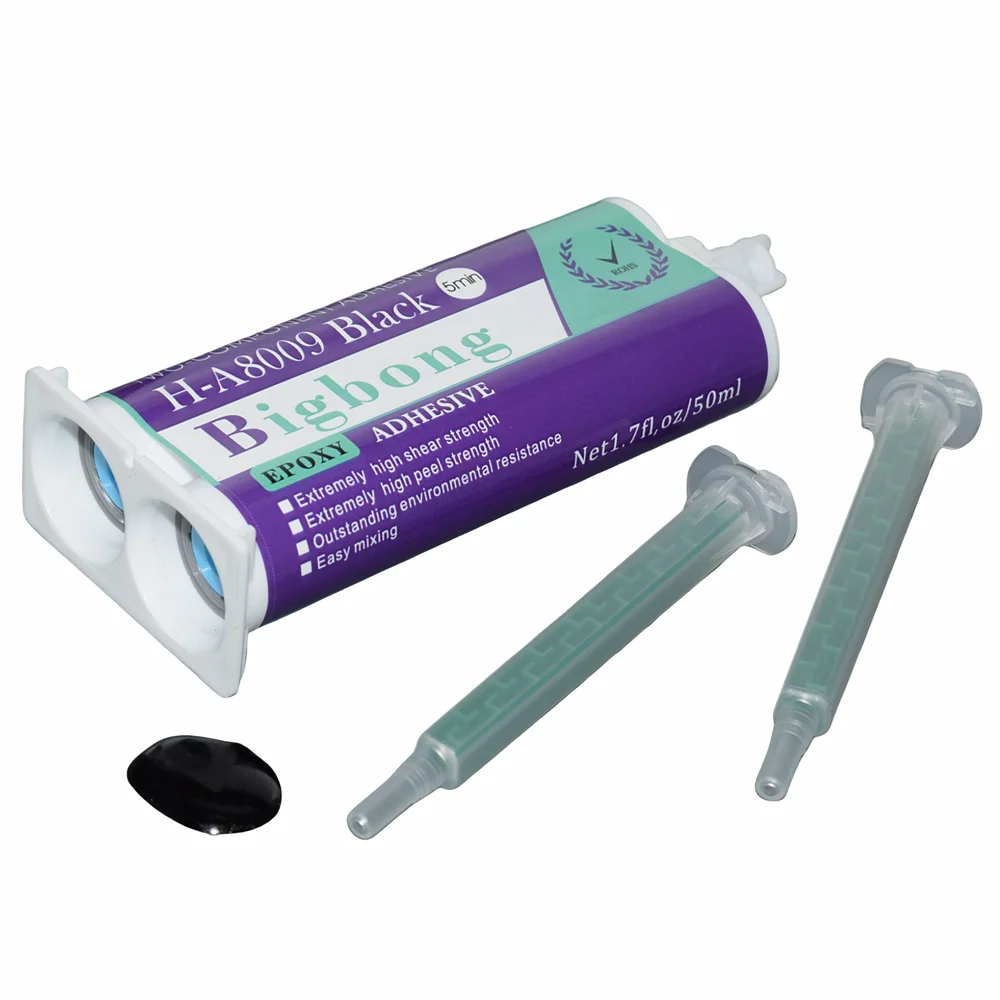 

Two-Component AB Glues 1:1 Epoxy Resin Adhesive 50ml Black Structural Glue Strong Adhesives with 2pcs Mixing Nozzle Static Mixer