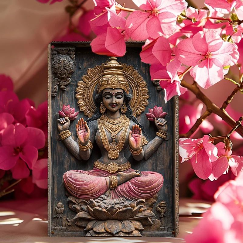 2D алюминиевый знак металлический красивый настенный рисунок Lakshmi для обогащения