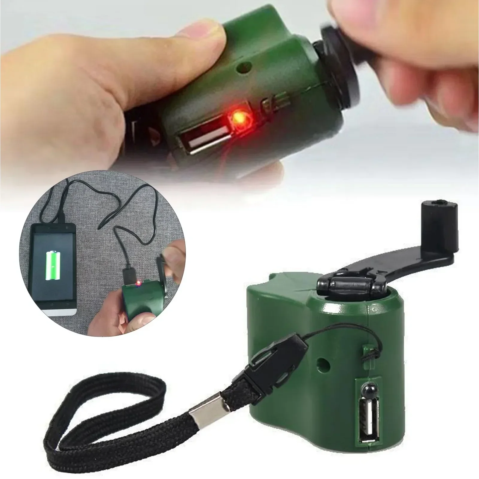 

DC 5 V ABS Green USB Hand Crank Emergency Power For Phone Charger Manual Charging Dynamo Generat DIY