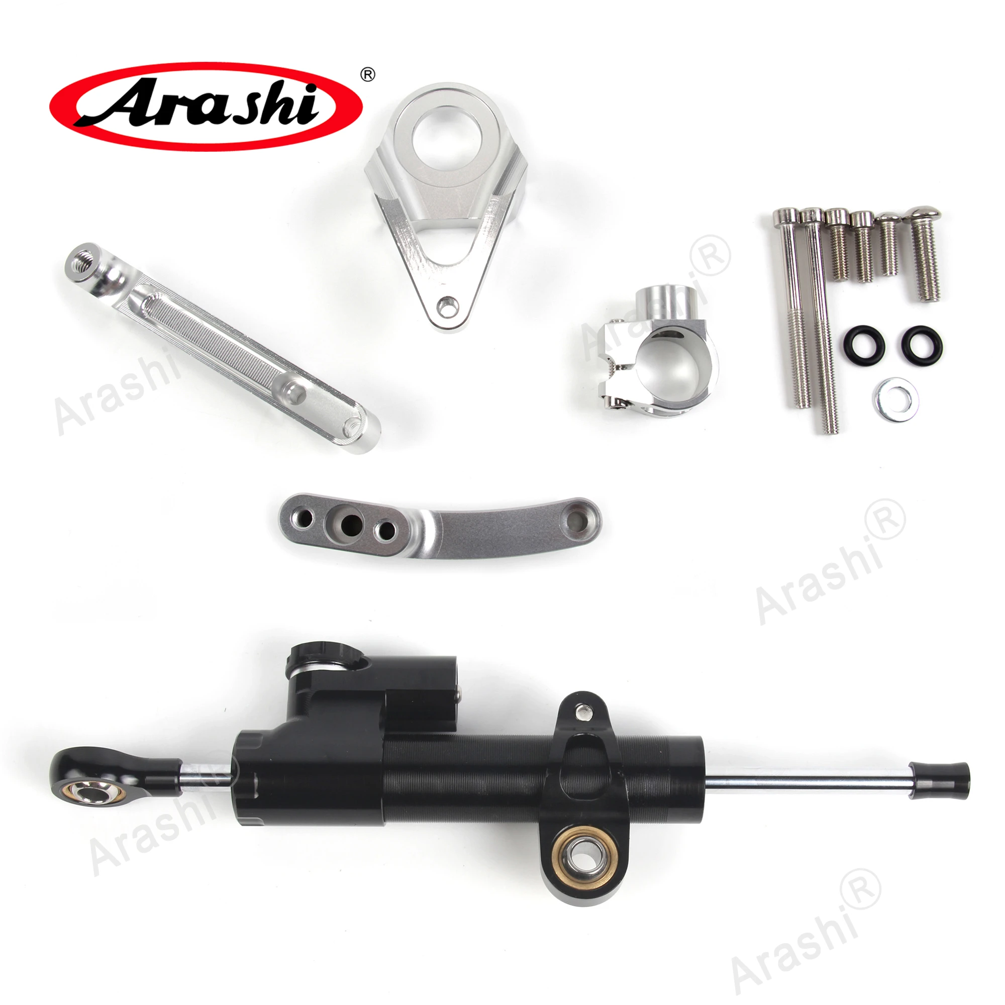 Фото Arashi для SUZUKI GSXR1300 98-16 кронштейн стабилизатора рулевого демпфера детали двигателя алюминий нержавеющая сталь золото серебристый черный крепление №5