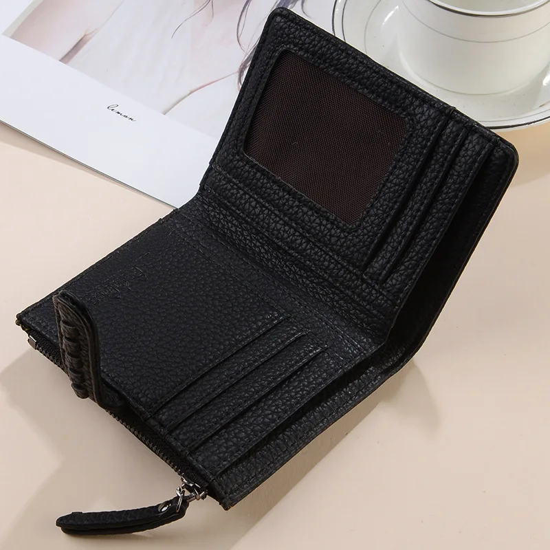 2022 New Small Women Wallet PU Leather Bifold Purse with ID Window Women Card Holder High Quality Zipper Coin Purse Wallet