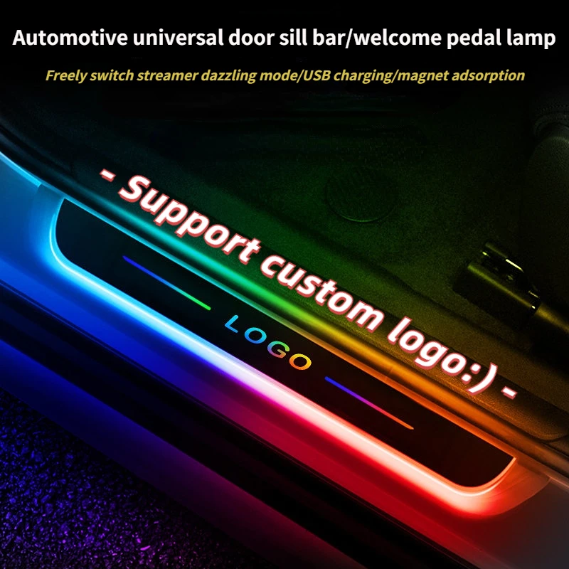 

【Customized】Car door illuminasill sill light logo Projector decorative lamp USB Power Moving LED Welcome Pedal Scuff Plate Pedal
