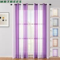 mrtrees striped sheer curtains for living room bedroom kitchen modern tulle cortinas for window treatment home decor drapes