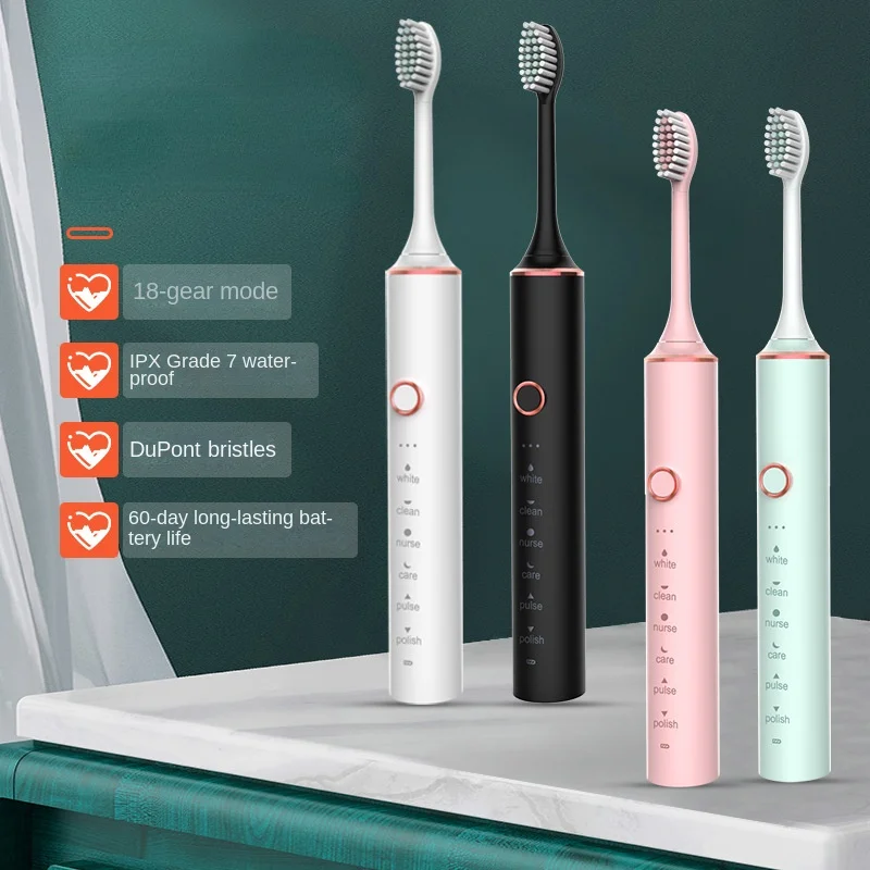 

Sonic Electric Toothbrush 18-speed USB Rechargeable Sonic Toothbrush 2 Minutes Built-in Smart Timer Roman Column Handle Design