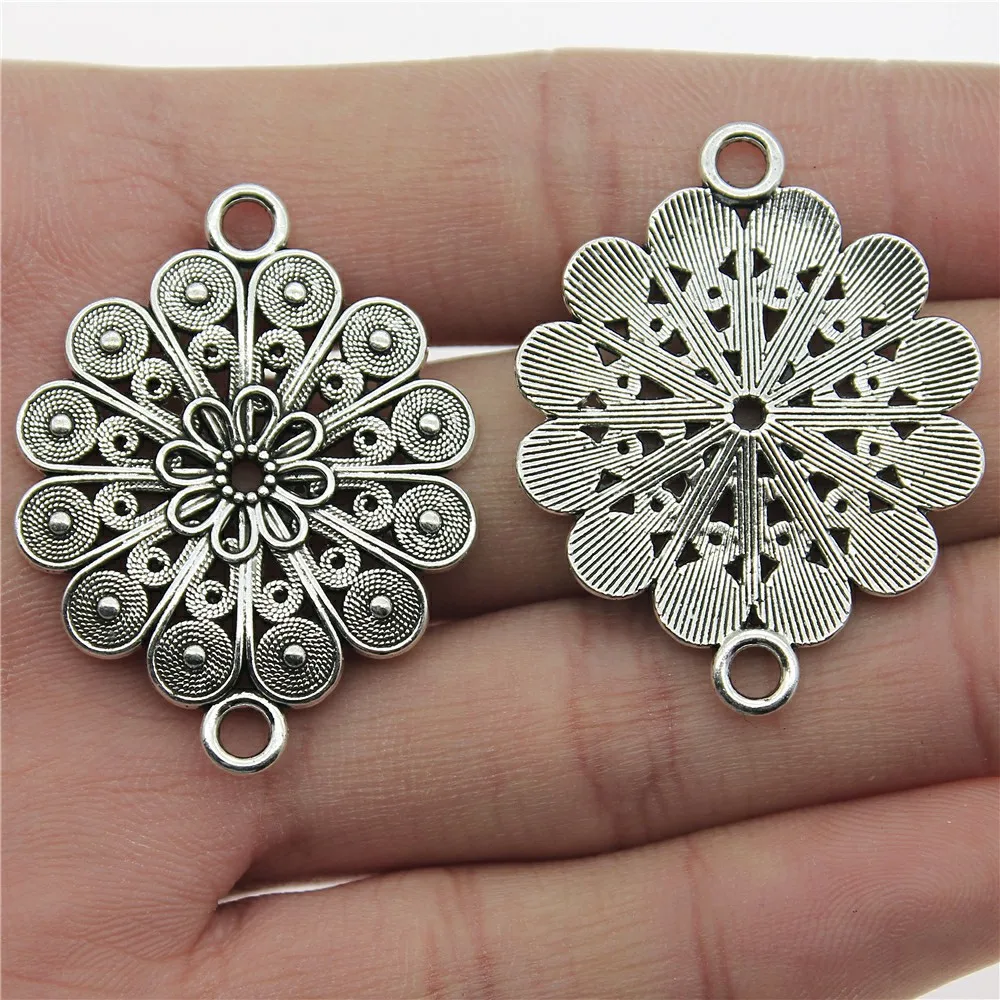 WYSIWYG 3 шт., 30x39 мм, античный серебряный цвет, цветок, фотоэлемент для изготовления ювелирных изделий своими руками